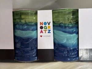 Set of 4NOVOGRATZ Home Green Blue Acrylic Tropical Tiki 22oz Tumbler Glasses Cup - Picture 1 of 7