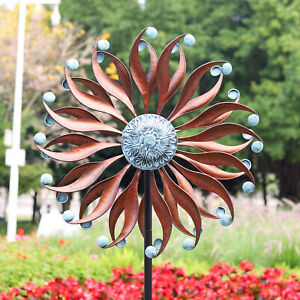 Flower Garden Wind Spinner,Large Metal Wind Sculpture For Garden Yard Windmill