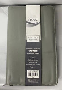 Undated Weekly Monthly Mead Planner Grey 5.5” X 8.5” X-560 Zipper Case - Picture 1 of 5