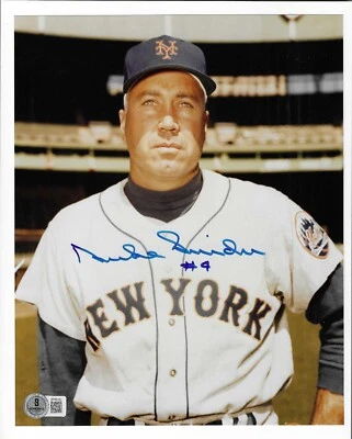 Duke Snider Signed 8x10 Photo BAS COA New York Mets HOF Autographed COA NY - Image 1 of 2