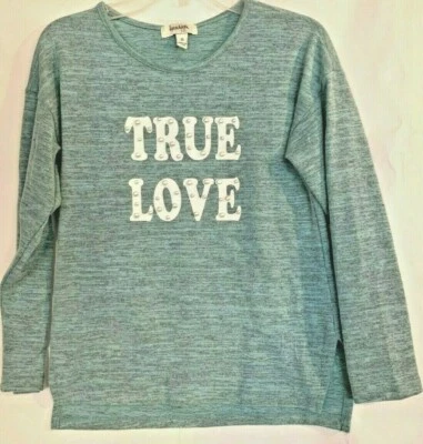 NEW Speechless True Love Pearly Top, Mist Green, White Print Big Girl's Small   - Image 1 of 4