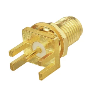 100x SMA End Launch female Jack PCB Mount wide flange .062"(1.57mm) RF Connector - Picture 1 of 3