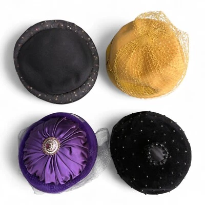 Lote de 4 Sombreros Mujer Años 30 50 Iglesia Boda Admiración Marche Evelyn Varon De Colección Foto 1 de 4