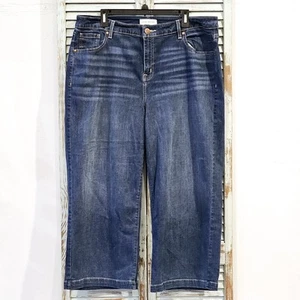 JEANS RECORTADOS INFORMALES LANE BRYANT Mujer Azul Denim Flex Cintura Mágica Pierna Ancha - Imagen 1 de 4