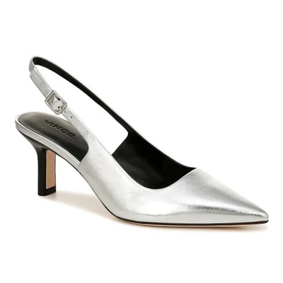 Vince Pandora Pointed Toe Slingback Pump in Silver Size 7.5 - Image 1 of 4
