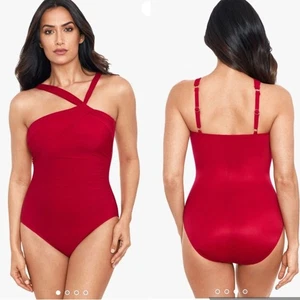 NWT Miraclesuit Size 16 Rock Solid Europa One Piece Swimsuit in Grenadine Red - Picture 1 of 5