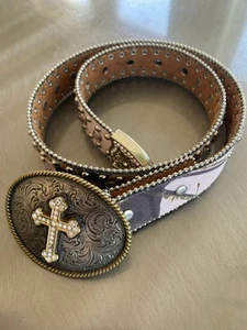 Girls Nocona Belt Co Western Rhinestone Belt with buckle - Picture 1 of 5