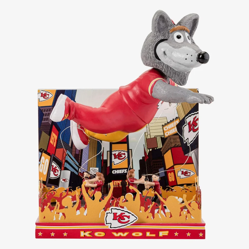 Талисман KC Wolf Kansas City Chiefs Thanksgiving качающаяся голова футбол НФЛ - Изображение 1 из 1