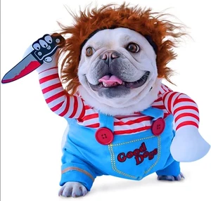 Costume animale domestico cane gatto Chucky gioco bambino coltello-impugnato film horror - Foto 1 di 16