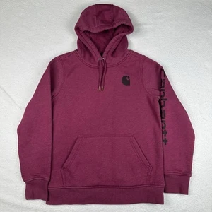 Carhartt Clarksburg Relaxed Fit Logo Sleeve Hoodie Sweatshirt Berry Damen S - Bild 1 von 7