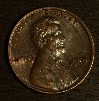1980-D Lincoln Cent, used double die error. Rim, Obverse, and reverse. - Image 1 of 4