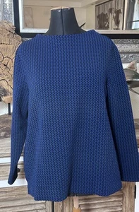 Toller Kastenform Pullover ca. Gr.44/46 Blau Schwarz U-Boot Ausschnitt - Bild 1 von 9