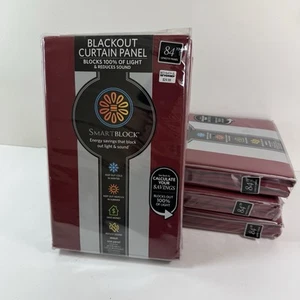 SmartBlock Blackout Curtain Panel SET OF 4 Lot, Merlot 84" L x 50" W Darkening - Picture 1 of 6