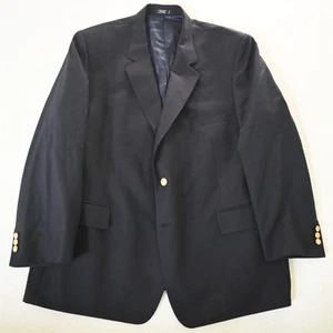 Vtg John Weitz 50R Navy 100% Wool Gold Button Mens Blazer Suit Jacket Sport Coat - Picture 1 of 12