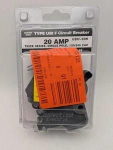 Interruptor de circuito grueso de un solo polo Connecticut eléctrico UBIF20N tipo Ubi F 20A - Imagen 1 de 4
