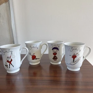Pottery Barn Christmas Santa Baby Collection Mugs 4.5” Tall set of 4 - Picture 1 of 7