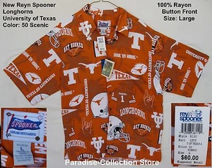 NEW REYN SPOONER BEAUTIFUL RARE UNIVERSITY TEXAS FOOTBALL TEAM LICENSED SPORTS L - Picture 1 of 11