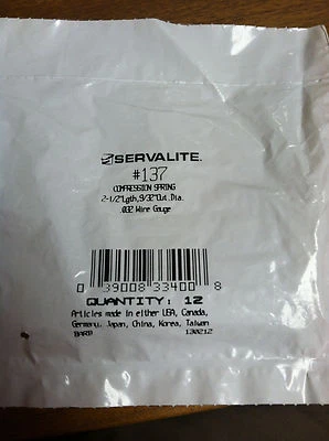 MOLA DE COMPRESSÃO #137, 2-1/2" COMPRIMENTO 9/32" OD, 0,032 DIÂMETRO DE FIO PACOTE DE 12 ZPS - Imagem 1 de 2