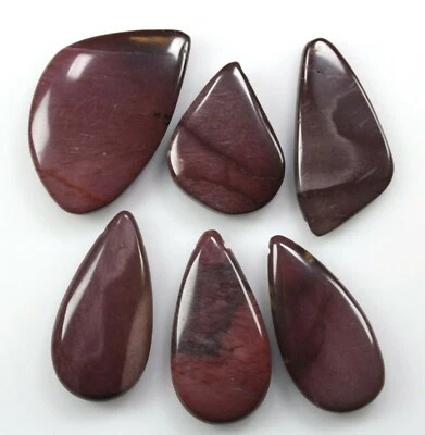 Seis (6) contas de lágrima de forma mista de jaspe de forma livre 33-46 mm cores ricas - Imagem 1 de 2