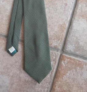 M&S Olive Patterned Silk Tie - Picture 1 of 2