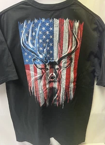 Bass Pro Shops Black Patriotic Deer  Men's T-Shirt Size M EUC! - Picture 1 of 4