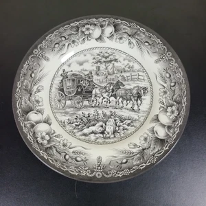 Royal Stafford Coaching Scene 8.5" Black Salad Plate - Crazing, See Pics - Picture 1 of 4
