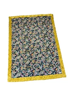 The Handmade Heifer Blanket Floral Paisley Boho Style Gold Lattice Fur Plush - Picture 1 of 4