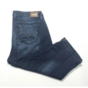 Levis CAPRI Jean Shorts Womens Size 14 Light Distress Blue Medium Wash - Picture 1 of 7