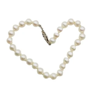 Creamy White 5mm FW Pearl Sterling Silver Bracelet | 7 Inch | - Picture 1 of 12