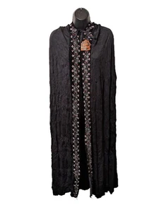 NWT Adult Black Hooded Cape Halloween Costume Skull and Glitter Eyes - Picture 1 of 4