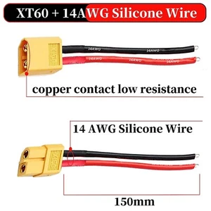 XT60 Connector 2 Pair XT60 Male Female with 150mm 14AWG Silicone Wire - Photo 1 sur 7