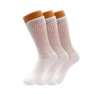 Women’s White Mid-Calf Cotton Crew Socks 3 Pack Cushioned Athletic Size 5-10 - Image 1 of 4