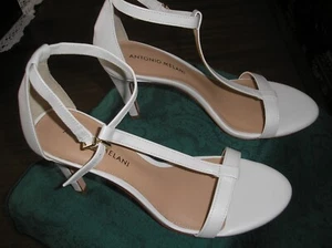 Antonio Melani Women Ankle T Strap Leather Shoes AUDREY, Eggshell Size 7.5 New - Picture 1 of 5