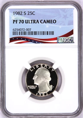 1982-S  Washington Quarter, Graded PF70UC NGC * OSR Patriotic Label - Image 1 of 4
