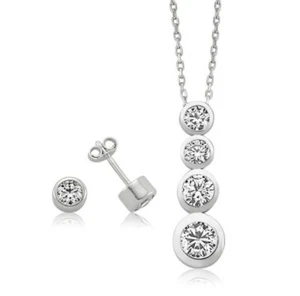 925 Sterling Silber Einstein Schmuckset, Geschenk, Echtschmuck, Damen - Bild 1 von 5