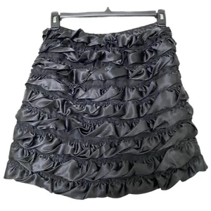 Hanna Andersson Women's Black Satin Ruffle Tulle Elastic Waist Short Skirt - Picture 1 of 4