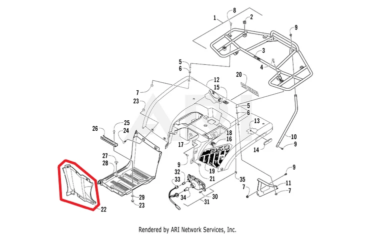 NEW OEM ARCTIC CAT 350 CR FRONT RIGHT FOOTWELL MUDGUARD - Image 1 of 1