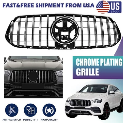 Front Grill For Mercedes Benz W167 GLE350 GLE53 AMG 2019-2023 USA Chrome+Black Foto 1 de 4