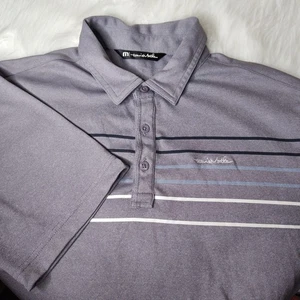 Polo da golf Travis Mathew viola a righe con logo sul petto da uomo media - Foto 1 di 7