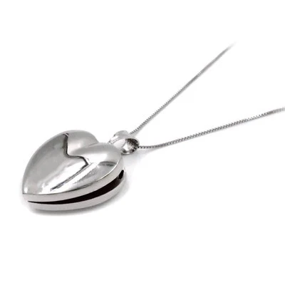 Ciondolo Portafoto Cuore in Argento 925 con Collana cm 50, Incisione Inclusa - Immagine 1 di 4