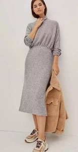 Saturday/Sunday Anthropologie Women's Large Gray Mariah Ribbed Knit Midi Dress - Picture 1 of 8