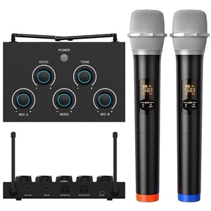 (K205)Wireless Microphone Karaoke Mixer System, Dual UHF Cordless Mic Handheld … - Picture 1 of 10