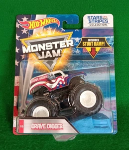 Camión Monster Jam Hot Wheels 2017 1/64th Grave Digger Stars and Stripes, ¡¡nuevo en paquete!!! - Imagen 1 de 3