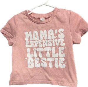 Shein 4T Mamas Expensive Little Bestie Pink Short Sleeve Shirt - Picture 1 of 3