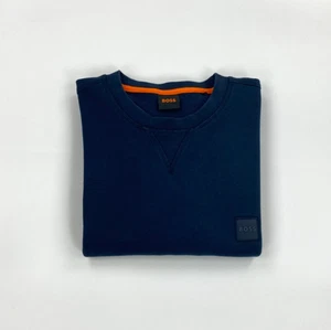 Sweat-shirt homme bleu marine Boss petit S col rond logo Westart coton C - Photo 1/11