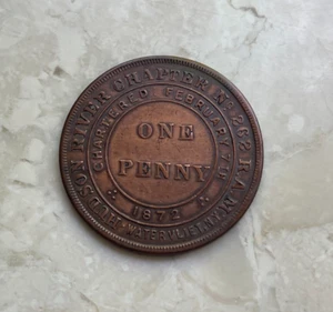 Watervliet New York NY Hudson River capitolo n. 262 gettone penny massonico massonico massonico - Foto 1 di 2