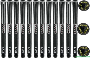 PING ID-8 Golf Grips 1/32 Oversize/Midsize .600 Ribbed Black/Gold 58g -Set of 12 - Picture 1 of 5
