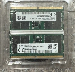 32 GB total - 2x 16GB SK hynix DDR5 SODIMM PC5 5600B SA0 1010 XT Memory RAM - Picture 1 of 1