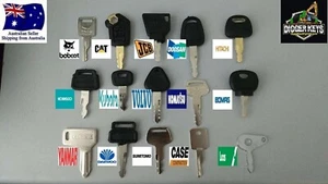Pick any 6 Excavator Plant Digger Keys Set of 6 BOBCAT CAT JCB HITACHI KUBOTA - Picture 1 of 13