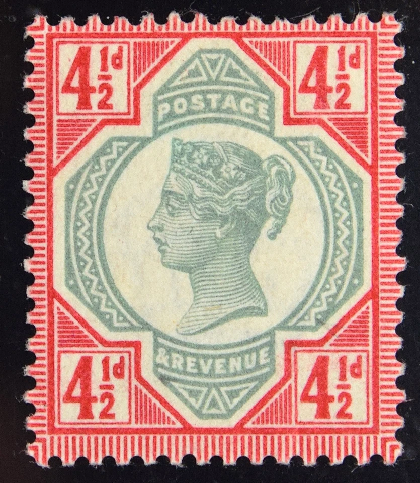 GB SG206 QV 1887 4-1/2d Green & Carmine, Jubilee Issue, Mint MVLH - Image 1 of 2